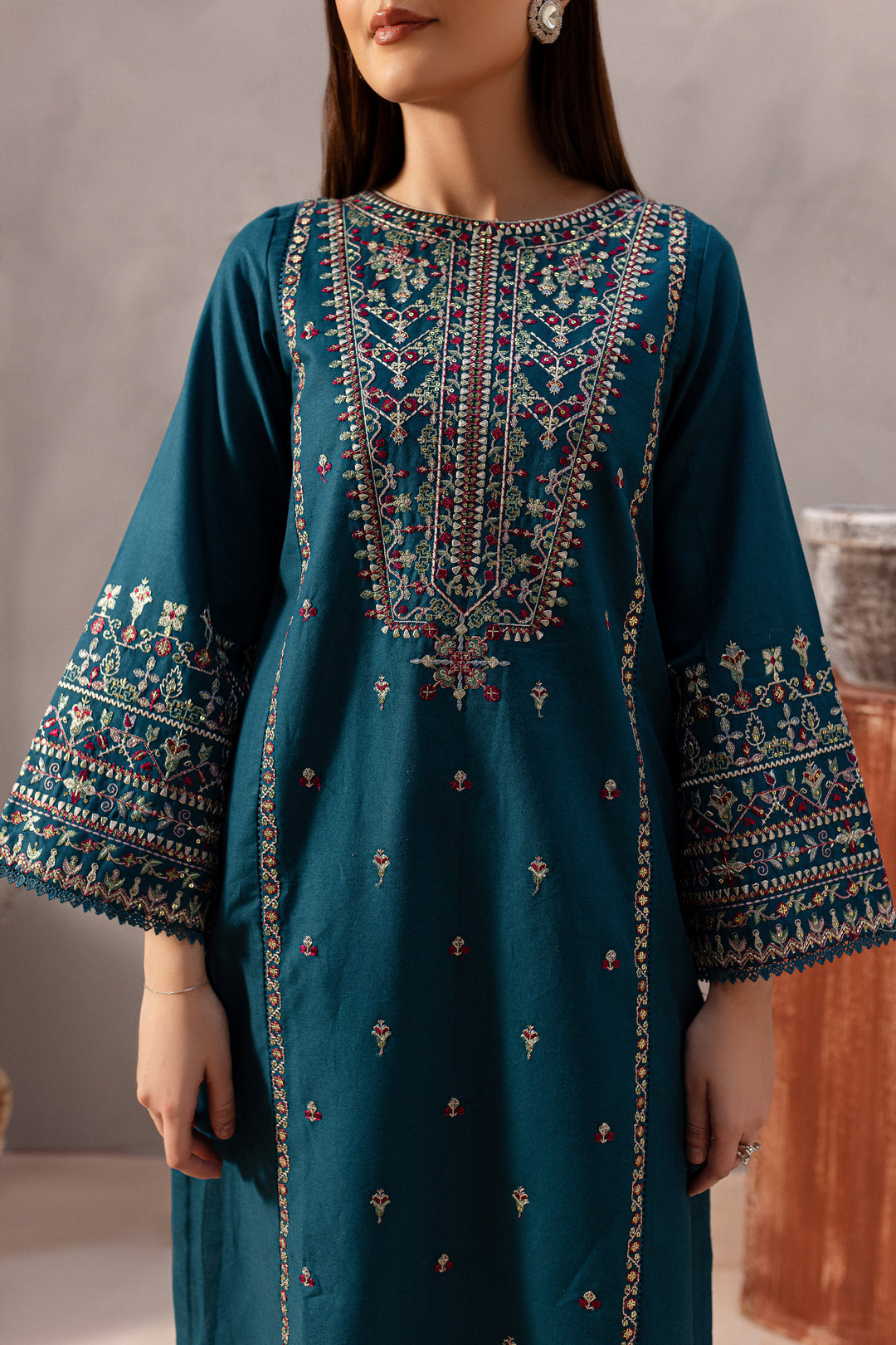 BATIK-2PC SEQUIN LAWN EMBROIDERED SHIRT WITH SEQUIN LAWN EMBROIDERED TROUSER-ADR-3471