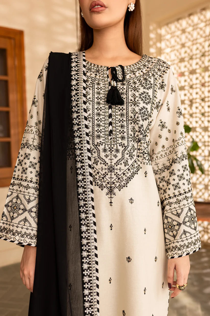BATIK-3PC DHANAK EMBROIDERED SHIRT WITH CHIFFON EMBROIDERED DUPATTA AND EMB TROUSER-ADR-4104