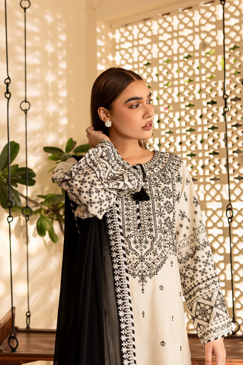 BATIK-3PC DHANAK EMBROIDERED SHIRT WITH CHIFFON EMBROIDERED DUPATTA AND EMB TROUSER-ADR-4104
