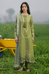 IZEL-3PC LAWN EMBROIDERED SHIRT WITH CHIFFON PRINTED DUPATTA AND TROUSER-ADR-4509