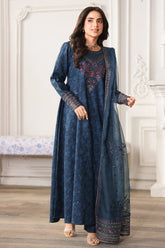 MOHAGNI-3PC LAWN PRINTED EMBROIDERED SHIRT WITH ORGANZA EMBROIDERED DUPATTA AND PRINT TROUSER-ADR-004