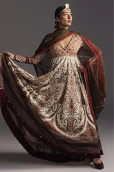ZARA SHAH JAHAN-3PC DIGITAL PRINTED FROCK WITH SILK PRINTED DUPATTA & DYED TROUSER-ADR-068