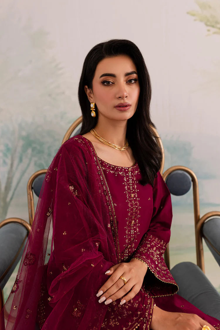 JAZMIN-3PC DHANAK EMBROIDERED SHIRT WITH CHIFFON EMBROIDERED DUPATTA AND TROUSER-ADR-4198