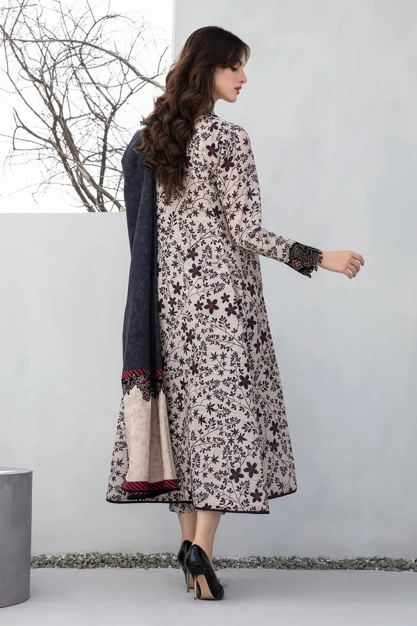 BAROUQE-3PC KHADDAR PRINTED SHIRT WITH KHADDAR PRINT DUPATTA AND PRINT TROUSER-ADR-2560
