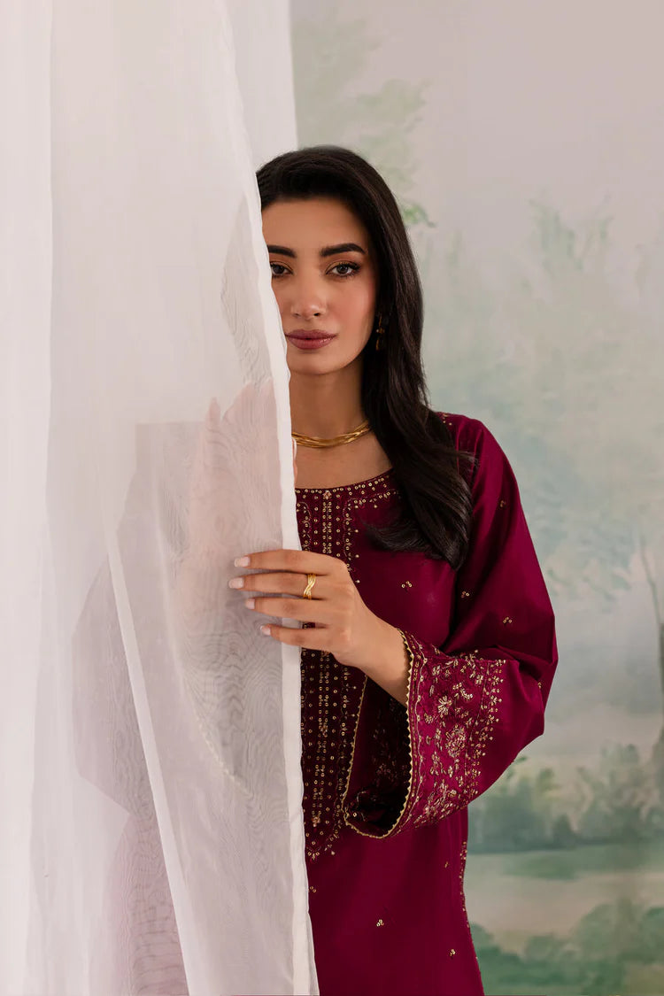 JAZMIN-3PC DHANAK EMBROIDERED SHIRT WITH CHIFFON EMBROIDERED DUPATTA AND TROUSER-ADR-4198