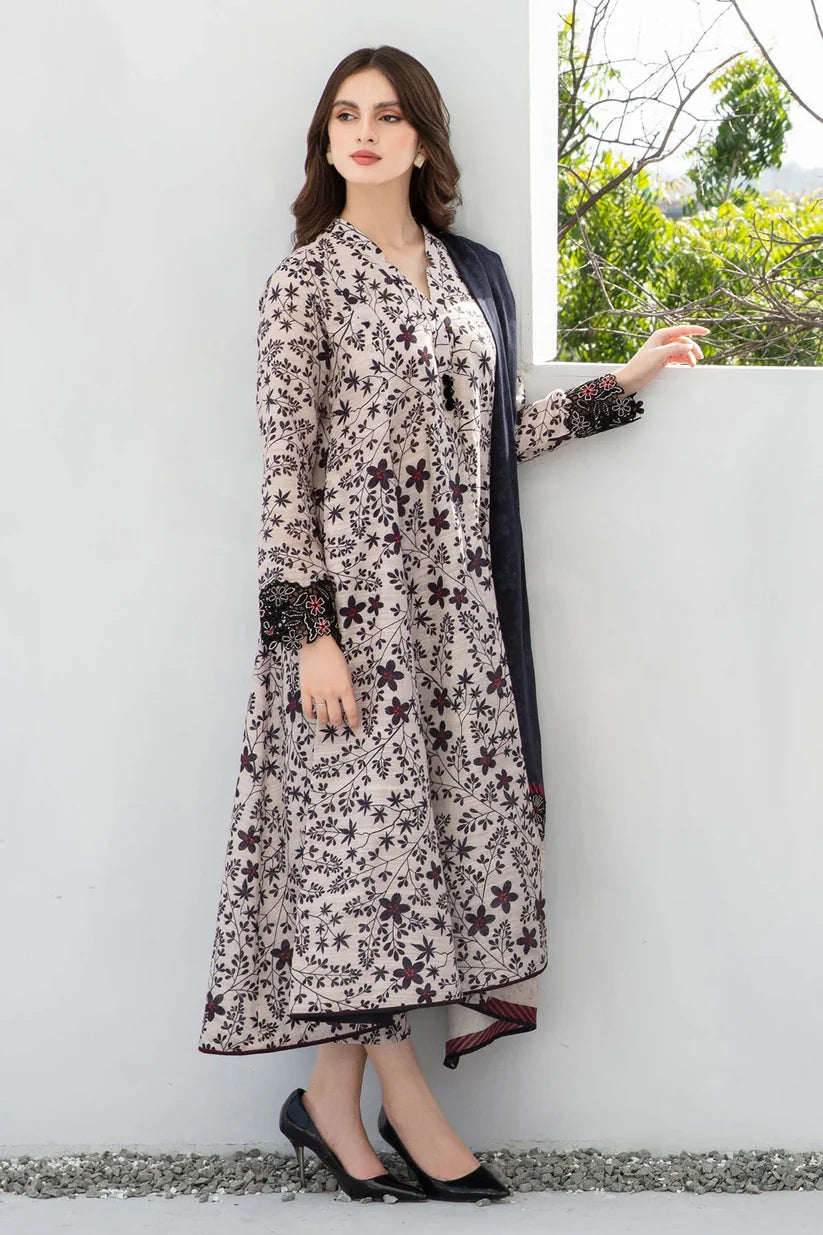 BAROUQE-3PC KHADDAR PRINTED SHIRT WITH KHADDAR PRINT DUPATTA AND PRINT TROUSER-ADR-2560
