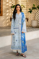 QALAMQAR-3PC LAWN EMBROIDERED SHIRT WITH CHIFFON PRINTED DUPATTA AND EMB TROUSER-ADR-4717