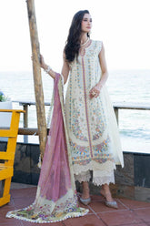 MUSHQ-3PC LAWN HEAVY EMBROIDERED SHIRT WITH CHIFFON PRINTED DUPATTA AND TROUSER-ADR-4862