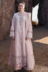 QALAMQAR-3PC LAWN LASERCUTWORK EMBROIDERED SHIRT WITH KHAADI NET EMBROIDERED DUPATTA AND TROUSER-ADR-4726