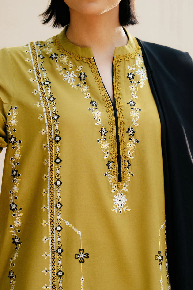 ZARA SHAHJAHAN-3PC DHANAK EMBROIDERED SHIRT WITH DHANAK EMBROIDERED SHAWL & DHANAK TOUSER-ADR-