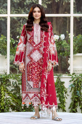 BIN ILYAS-3PC LAWN HEAVY EMBROIDERED SHIRT WITH KHADDI NET EMBROIDERED DUPATTA & LAWN TOUSER-ADR-4724