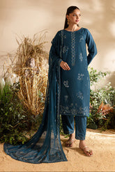 BATIK-3PC DHANAK EMBROIDERED SHIRT WITH CHIFFON EMBROIDERED DUPATTA AND TROUSER-ADR-4195