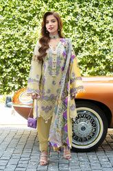 JADE-3PC LAWN CHIKANKARI EMBROIDERED SHIRT WITH CHIFOON PRINTED DUPATTA AND TROUSER-ADR-4776