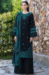 BATIK-3PC KHADDAR EMBROIDERED SHIRT WITH COURTRAI PRINTED SHAWL AND TROUSER-ADR-4391