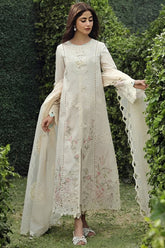 QALAMQAR-3PC LAWN CHIKAANKARI EMBROIDERED SHIRT WITH KHAADI NET EMBROIDERED DUPATTA AND TROUSER -ADR-4730