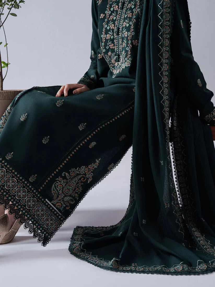 ASIM JOFA-3PC DHANAK EMBROIDERED SHIRT WITH DHANAK EMBROIDERED SHAWL & TROUSER-ADR-