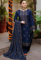 BAREEZE - 3PC DHANAK EMBROIDERED SHIRT WITH DHANAK EMBROIDERED SHAWL AND TROUSER -ADR-4032