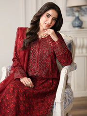 MOHAGNI-3PC LAWN PRINTED EMBROIDERED SHIRT WITH ORGANZA EMBROIDERED DUPATTA AND PRINT TROUSER-ADR-003