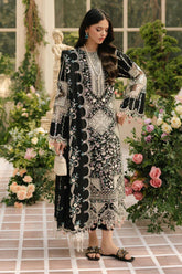 BIN ILYAS-3PC LAWN HEAVY EMBROIDERED SHIRT WITH KHADDI NET EMBROIDERED DUPATTA & LAWN TOUSER-ADR-4725