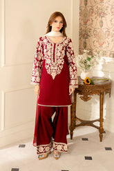 JAZMIN-3PC LAWN EMBROIDERED SHIRT WITH CHIFFON TYE & DYE DUPATTA AND TROUSER -ADR-4656