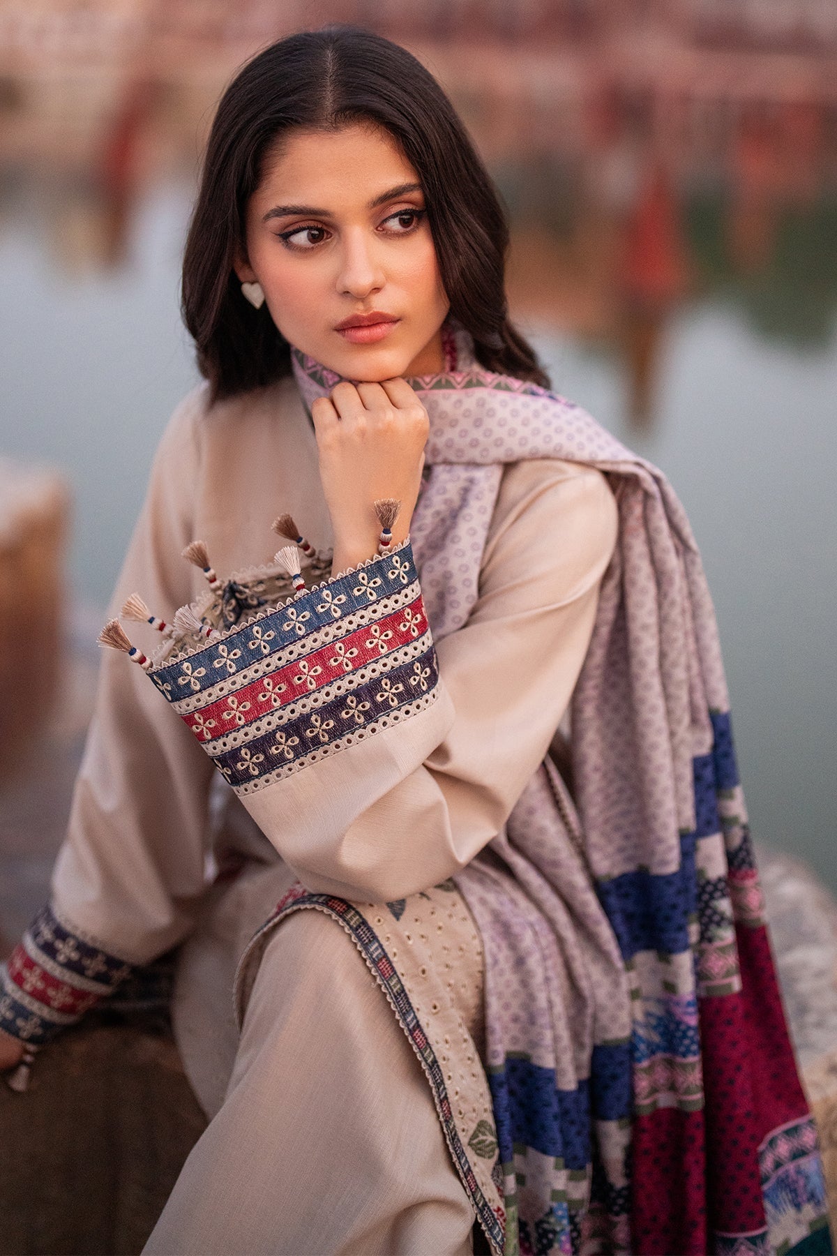 JAZMIN-3PC LAWN EMBROIDERED SHIRT WITH MONARK PRINTED DUPATTA AND TROUSER-ADR-3631