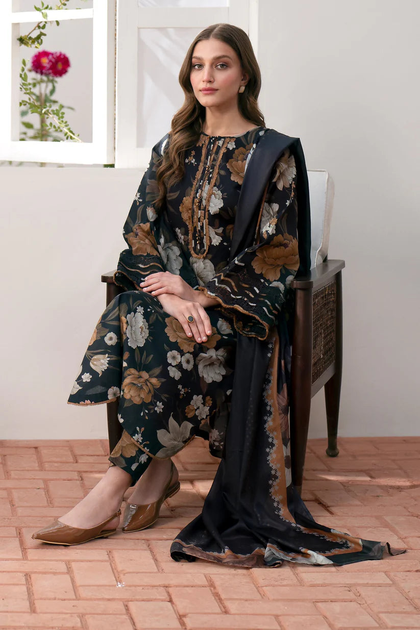 BAROQUE-3PC LAWN PRINTED SHIRT WITH CHIFFON PRINT DUPATTA AND PRINT TROUSER-ADR-2530