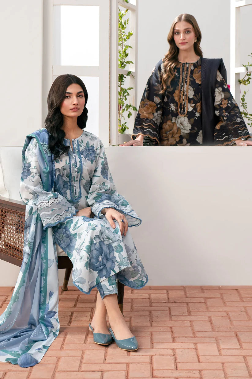 BAROQUE-3PC LAWN PRINTED SHIRT WITH CHIFFON PRINT DUPATTA AND PRINT TROUSER-ADR-2530