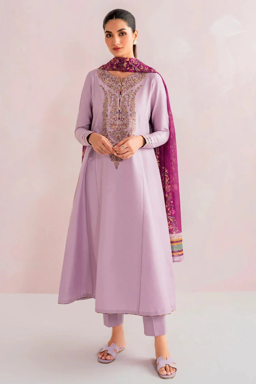 JAZMIN - 3PC LAWN EMBROIDERED SHIRT WITH MONARK PRINTED DUPATTA AND TROUSER-ADR-3735