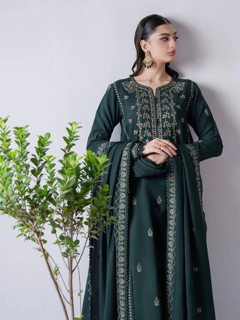 ASIM JOFA-3PC DHANAK EMBROIDERED SHIRT WITH DHANAK EMBROIDERED SHAWL & TROUSER-ADR-