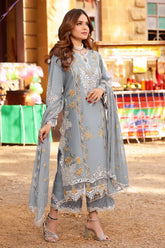 ANEELAS-3PC LAWN EMBROIDERED SHIRT WITH CHIFFON EMBROIDRED DUPATTA & EMB TROUSER-ADR-4790