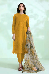 SAPPHIRE-3PC DHANAK EMBROIDERED SHIRT WITH COURTRAI PRINTED SHAWL AND TROUSER-ADR-4048