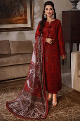ASIM JOFA-3PC DHANAK SEQUIN EMBROIDRED SHIRT WITH COURTRAI PRINTED SHAWL AND TROUSER-ADR-4228