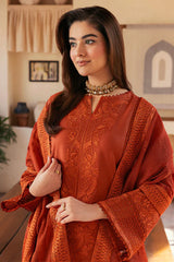 SAPPHIRE-3PC DHANAK EMBROIDERED SHIRT WITH KHADDI NET EMB DUPATTA AND TROUSER-ADR-4300