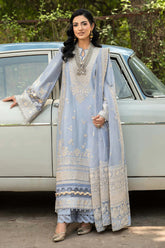 ETHNC-3PC LAWN EMBROIDERED SHIRT WITH ORGANZA EMBROIDERED DUPATTA AND TROUSER -ADR-4710