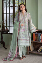 SOBIA NAZIR-3PC KARANDI PRINTED EMBROIDERED SHIRT WITH KARANDI PRINTED DUPATTA AND TROUSER-ADR-2564