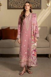 JAZMIN-3PC DHANAK EMBROIDERED SHIRT WITH WOOL PRINTED SHAWL AND TROUSER-ADR-5023