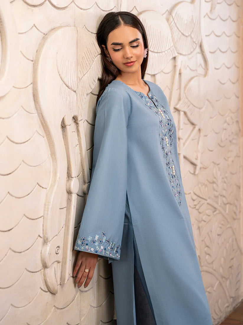 IZEL-2PC DHANAK EMBROIDERED SHIRT WITH DHANAK TROUSER-ADR-102