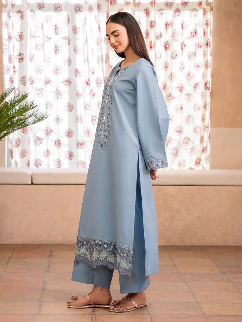 IZEL-2PC DHANAK EMBROIDERED SHIRT WITH DHANAK TROUSER-ADR-102