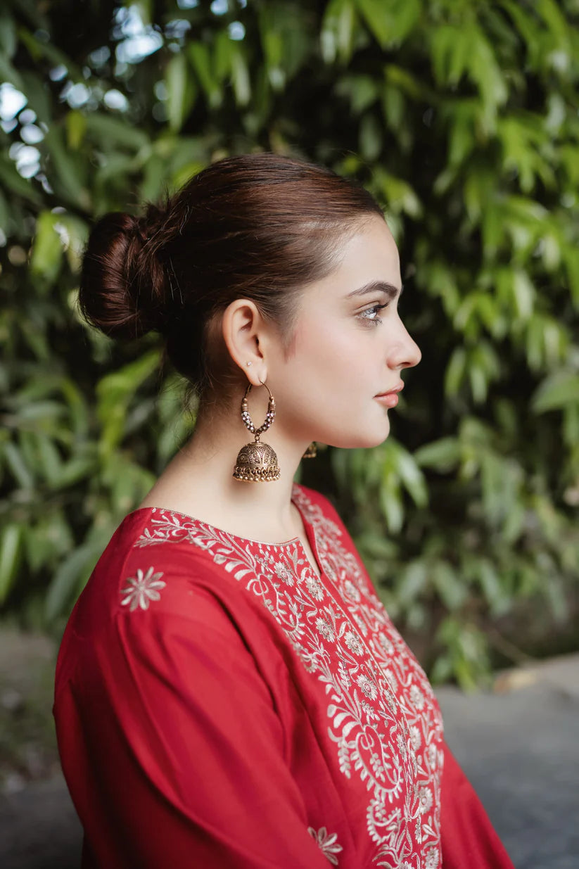 URGE-2PC DHANAK EMBROIDRED SHIRT WITH AND EMBROIDRED TROUSER-ADR-3331