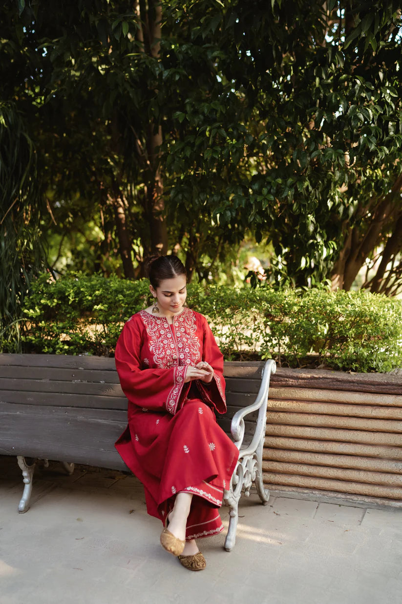 URGE-2PC DHANAK EMBROIDRED SHIRT WITH AND EMBROIDRED TROUSER-ADR-3331