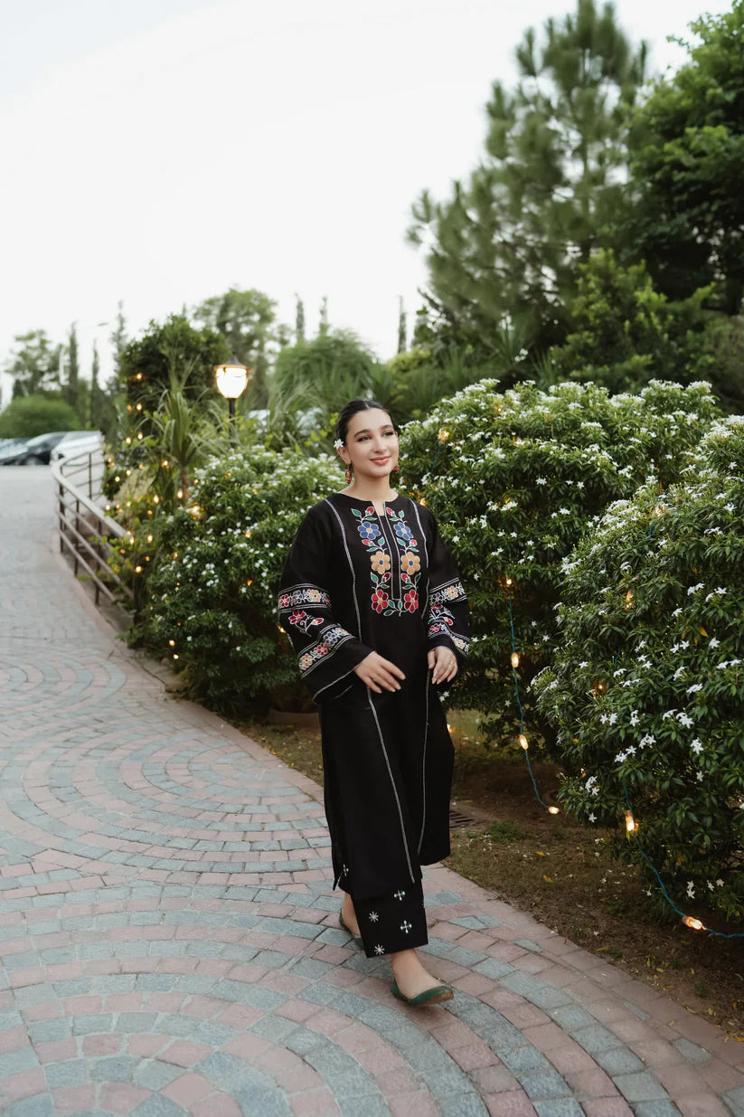 URGE-2PC DHANAK EMBROIDERED SHIRT WITH DHANAK EMB TROUSER-ADR-3327