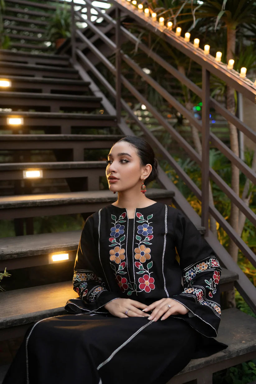 URGE-2PC DHANAK EMBROIDERED SHIRT WITH DHANAK EMB TROUSER-ADR-3327