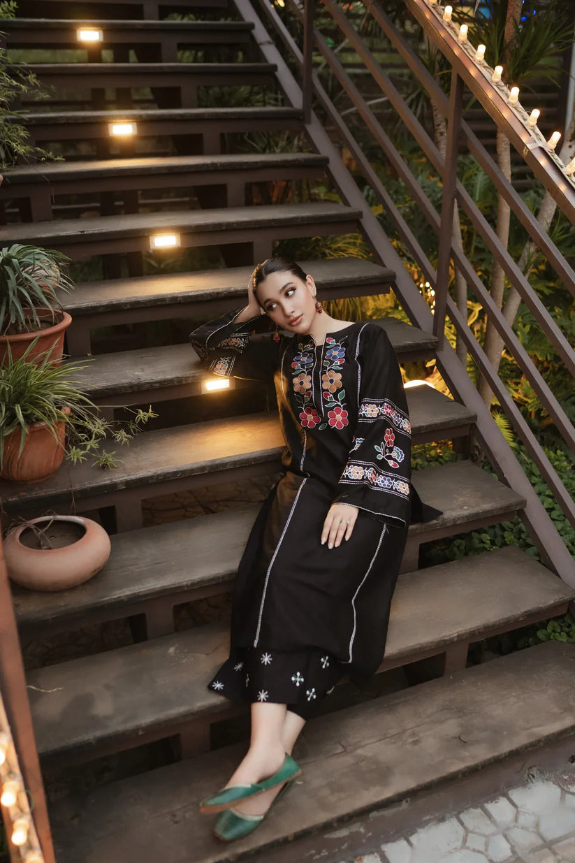 URGE-2PC DHANAK EMBROIDERED SHIRT WITH DHANAK EMB TROUSER-ADR-3327