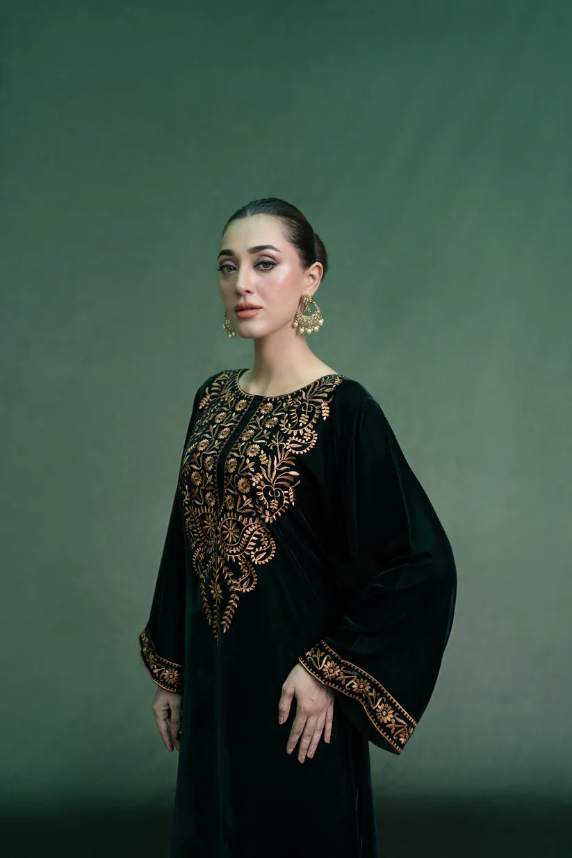 URGE - 2PC Velvet Heavy Embroidered Shirt With Velvet Heavy Embroidered Trouser -ADR-D20