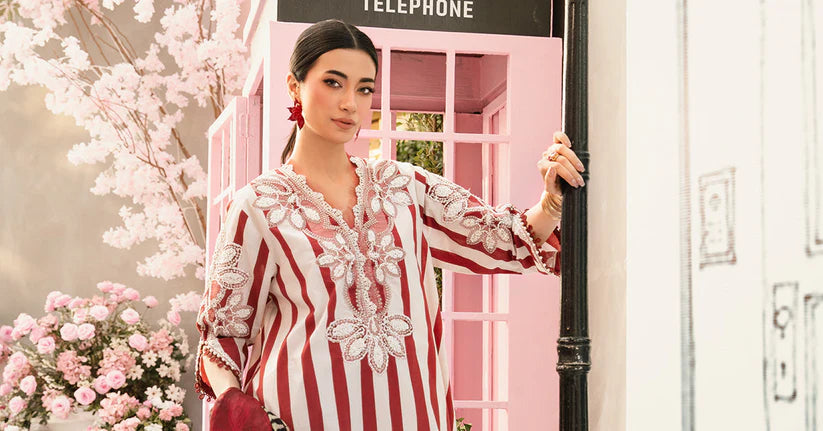 MARIA.B-3PC LAWN EMBROIDERED PRINTED SHIRT WITH CHIFFON PRINT DUPATTA AND PRINT TROUSER-ADR-