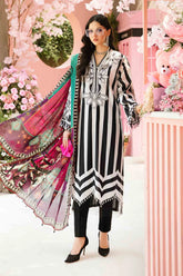 MARIA.B-3PC LAWN EMBROIDERED PRINTED SHIRT WITH CHIFFON PRINT DUPATTA AND PRINT TROUSER-ADR-2525