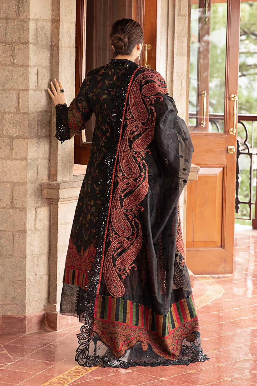 MARIA.B-3PC LAWN PRINTED EMB SHIRT WITH CHIFFON PRINT DUPATTA AND PRINT TROUSER-ADR-2528