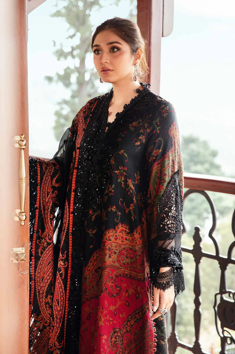 MARIA.B-3PC LAWN PRINTED EMB SHIRT WITH CHIFFON PRINT DUPATTA AND PRINT TROUSER-ADR-2528