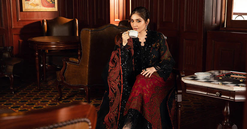 MARIA.B-3PC LAWN PRINTED EMB SHIRT WITH CHIFFON PRINT DUPATTA AND PRINT TROUSER-ADR-2528