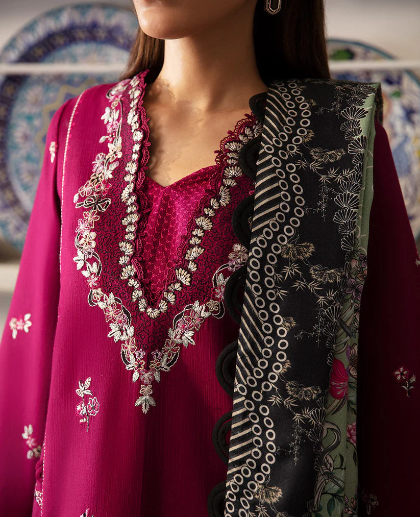 REPUBLIC-3PC DHANAK SEQUENCE EMBROIDERED SHIRT WITH COURTRAI PRINTED SHAWL & DHANAK TOUSER-ADR-4209